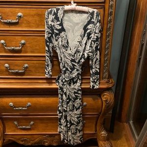 Heather navy cotton spandex Cabi wrap dress